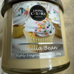 Living Colours vanilla bean 3 wick candle 14oz.
